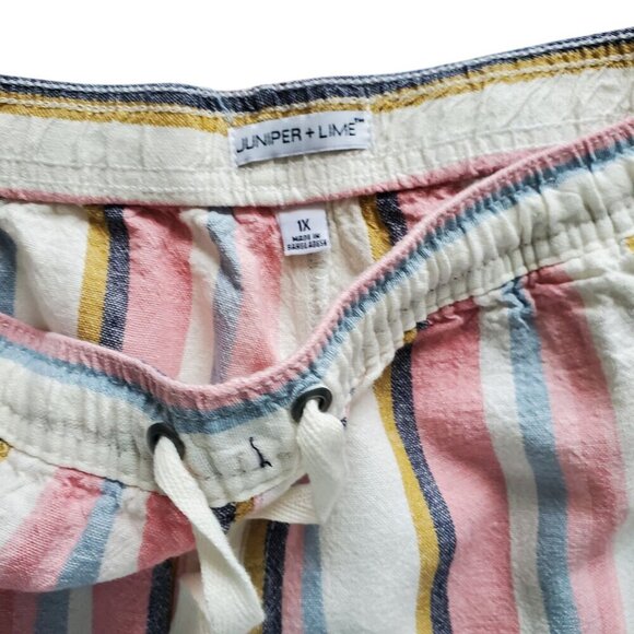 PLUS SIZE MULTICOLOR LINEN SHORTS 1X - Picture 3 of 6